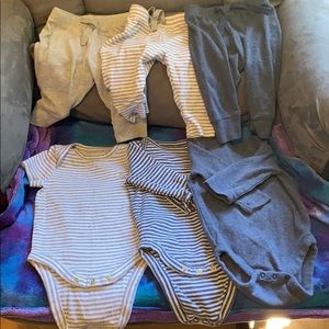 3 baby boy onesies 3 pants